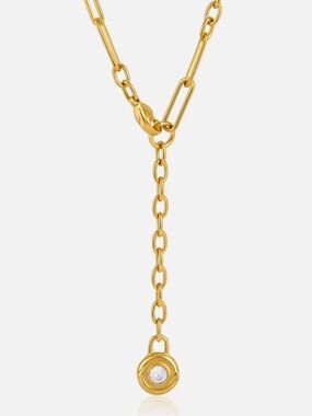 18K Gold Plated CZ Drop Pendant Y-Necklace